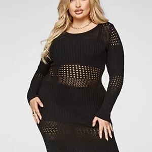 Fashion To Figure Lola Mixed Pointelle Sweater Dress- NWT- Size 3x